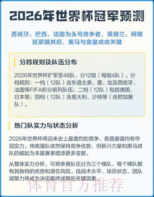 2026年世界杯赛事比分预测及数据分析趋势解读 2026年世界杯赛事比分预测及数据分析趋势解读